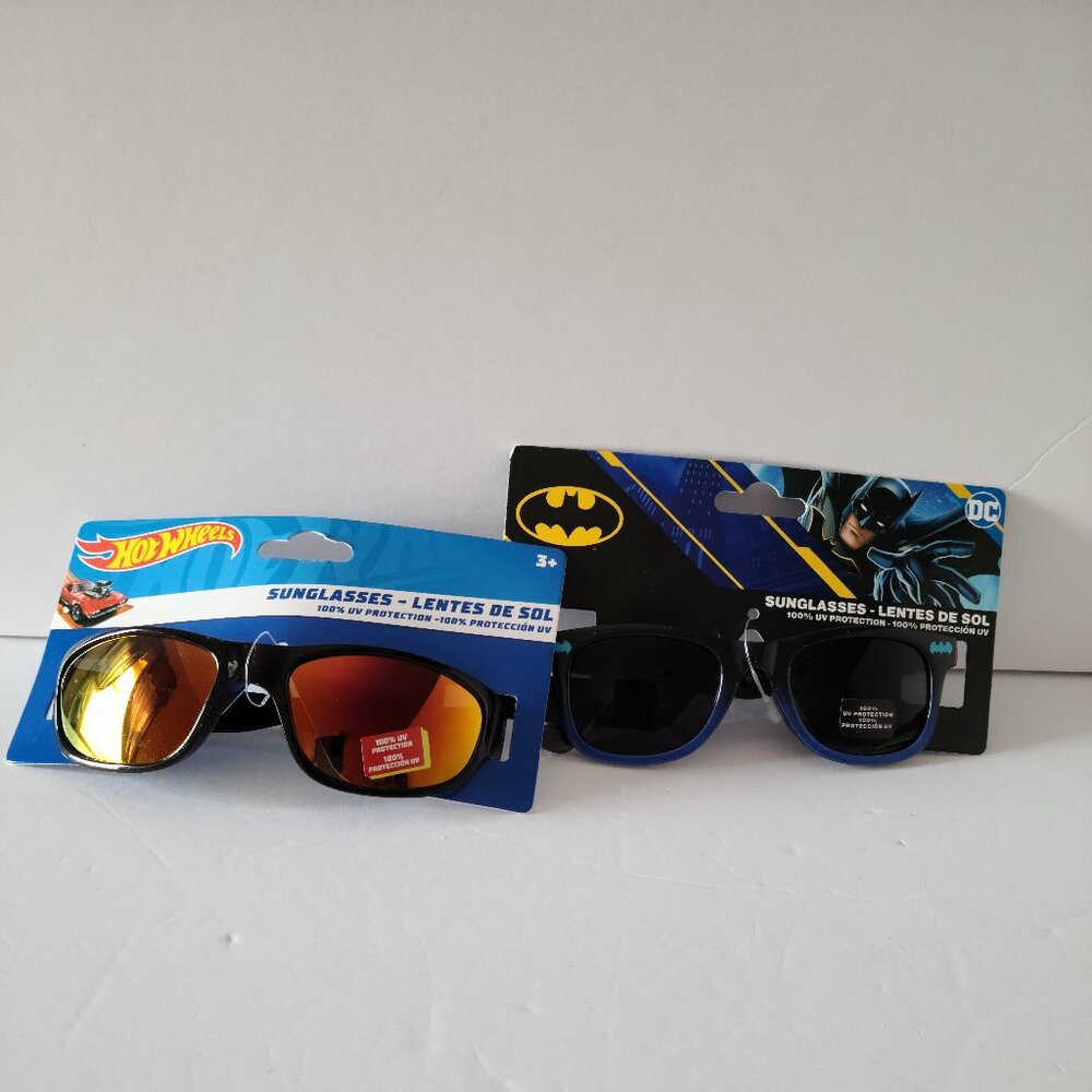 BATMAN & HOT WHEELS TODDLER BOY'S SUNGLASSES -2 PAIR BUNDLE -NWT